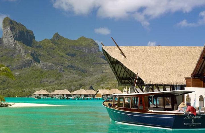 Arrive by Water Taxi to Bora Bora