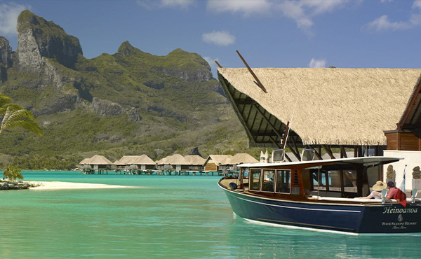 Boat arrival at the Four Seasons Bora Bora