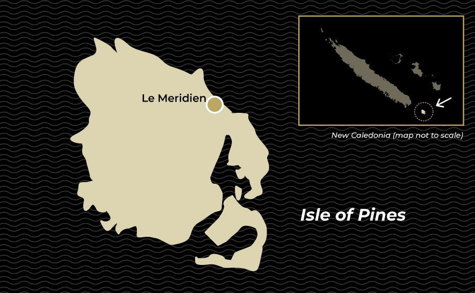 Map showing location of Le Meridian Isle of Pines