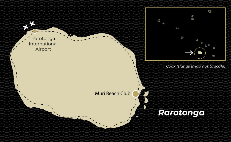 Map showing location of Muri Beach Club Rarotonga