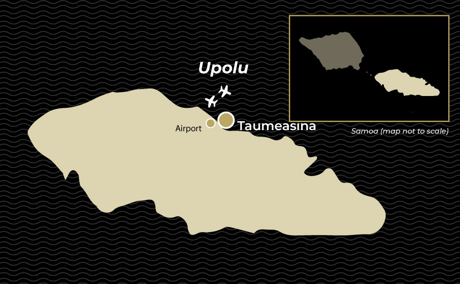 Map of Taumeasina Island Resort near Apia, Samoa