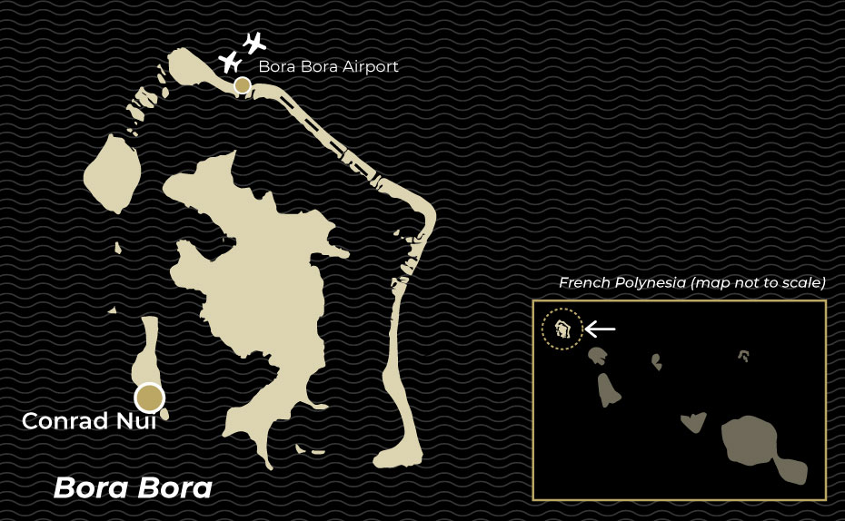 Map showing location of Conrad Nui Bora Bora