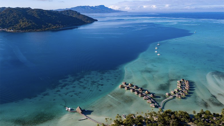 Aerial view of La Taha'a Society Islands, French Polynesia